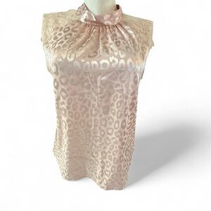 SHEIN Satin Leopard Print XL Blouse in Soft Pink